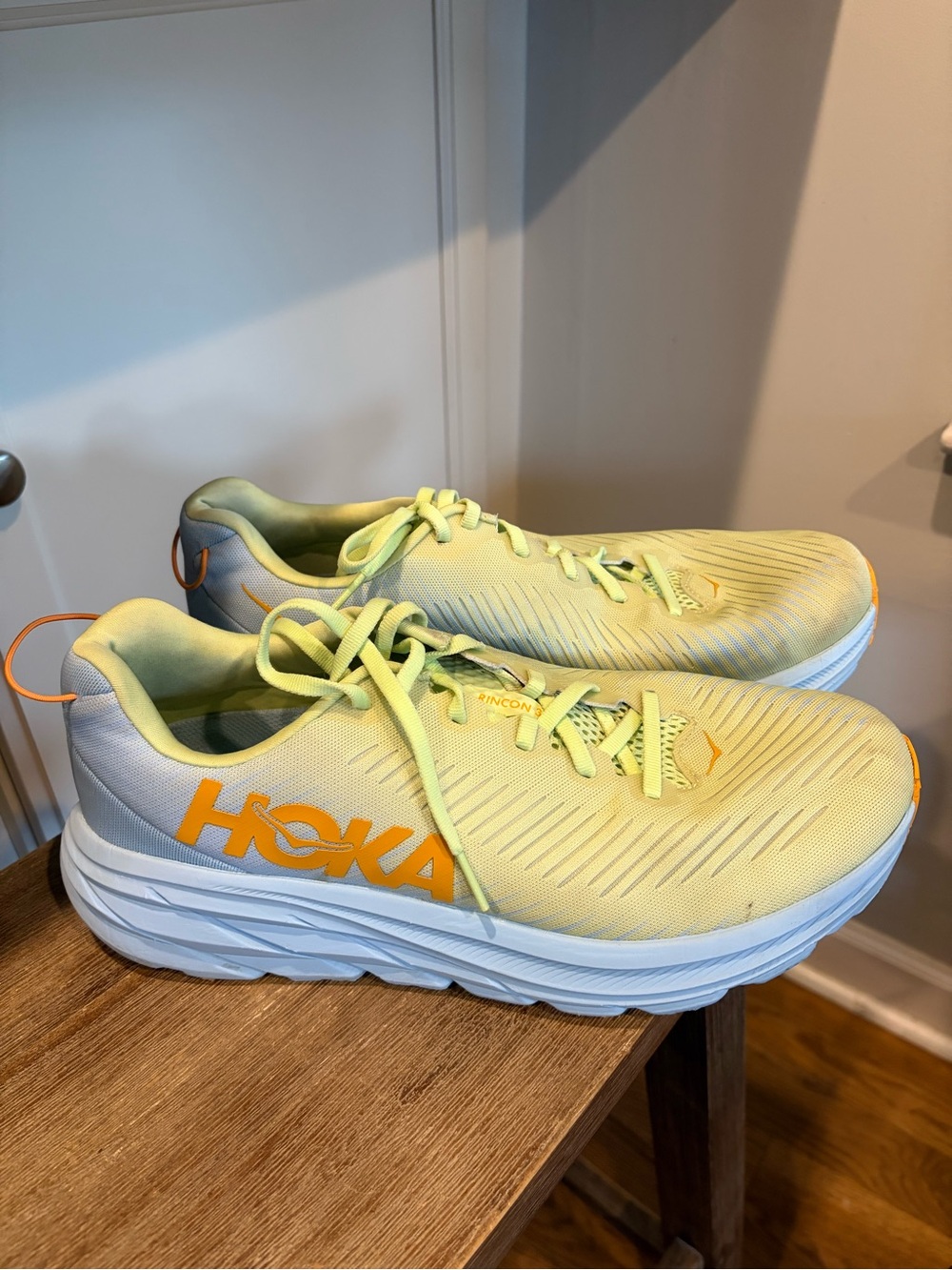 Excellent Hoka Rincon 3 Butterfly Green Blue White Running Sneakers 11B